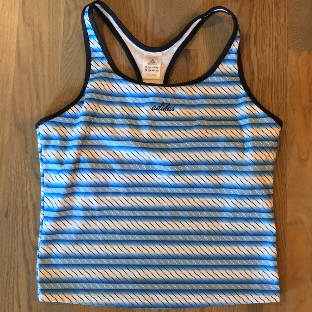 Adidas blue and white stripe racerback tank - XL